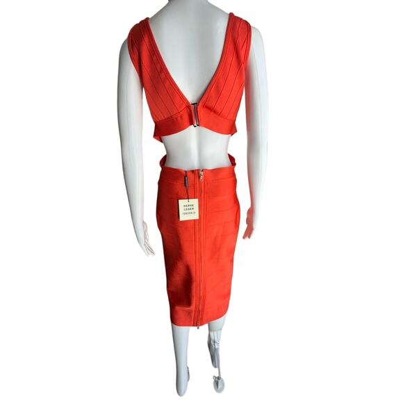 Hervé Léger x Forever 21 Bandage Dress Orange Cutout NWT XL - Picture 6 of 6